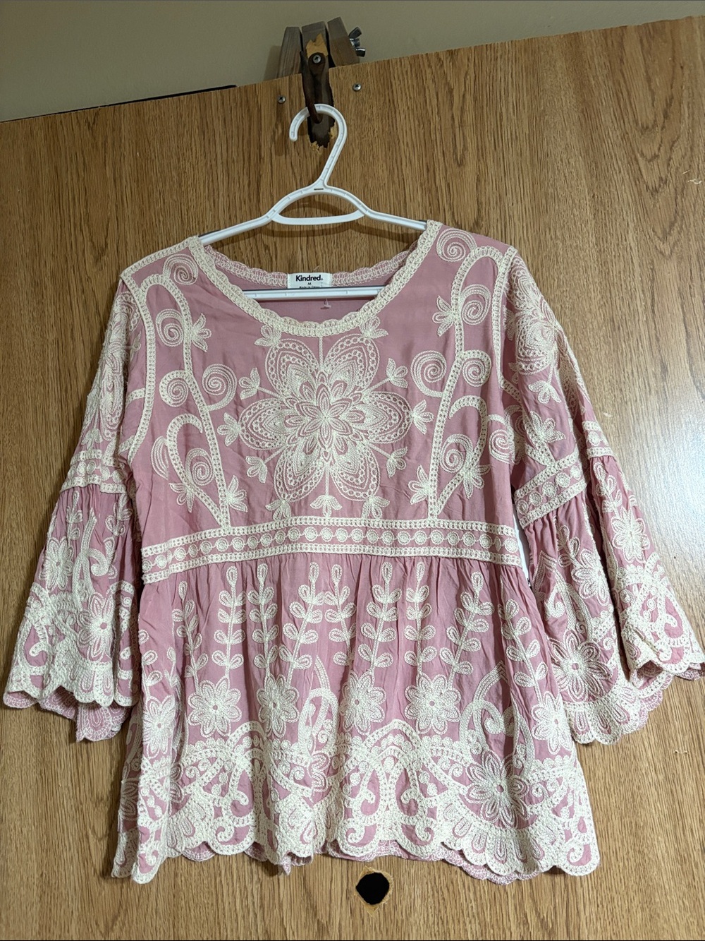 Kindred Pink Embroidered Boho Tunic Top
